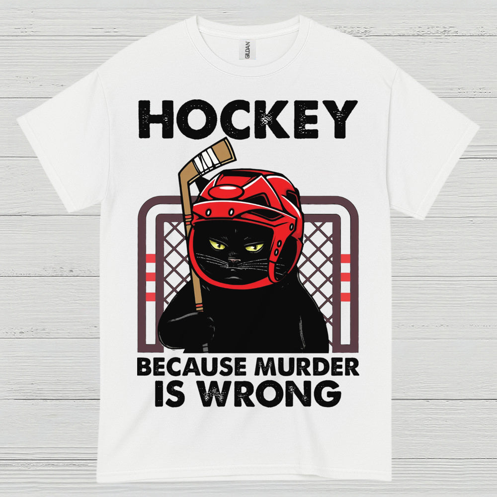 Hockey Because Murder Is Wrong Cat T-Shirt