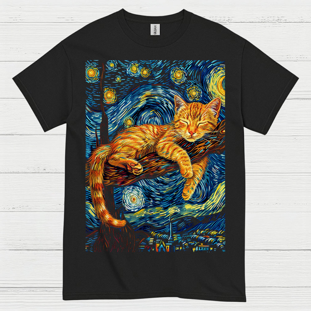 Peaceful Sleeping Cat Art T Shirt