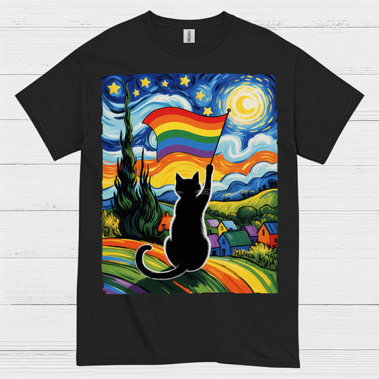 Rainbow Cat Art Pride T Shirt