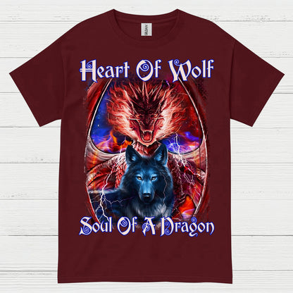 Heart Of Wolf Soul Of A Dragon T Shirt