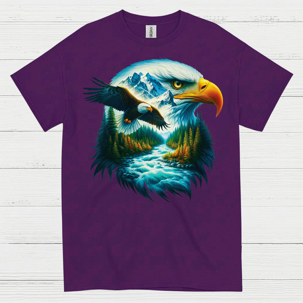 Majestic Bald Eagle Mountain River Wilderness T Shirt