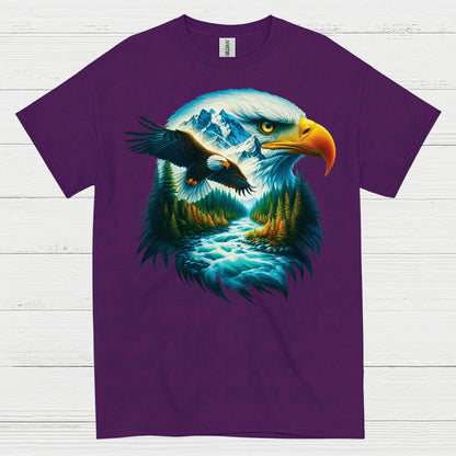 Majestic Bald Eagle Mountain River Wilderness T Shirt