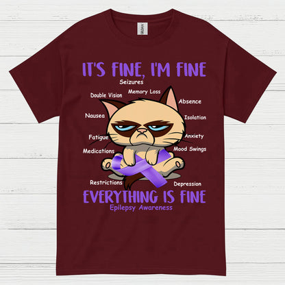 Its Fine Im Fine Epilepsy Cat T Shirt