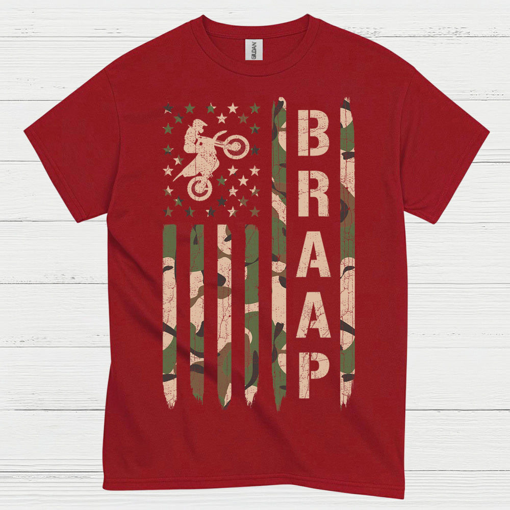 Just Braaap Motocross Flag Rider T Shirt