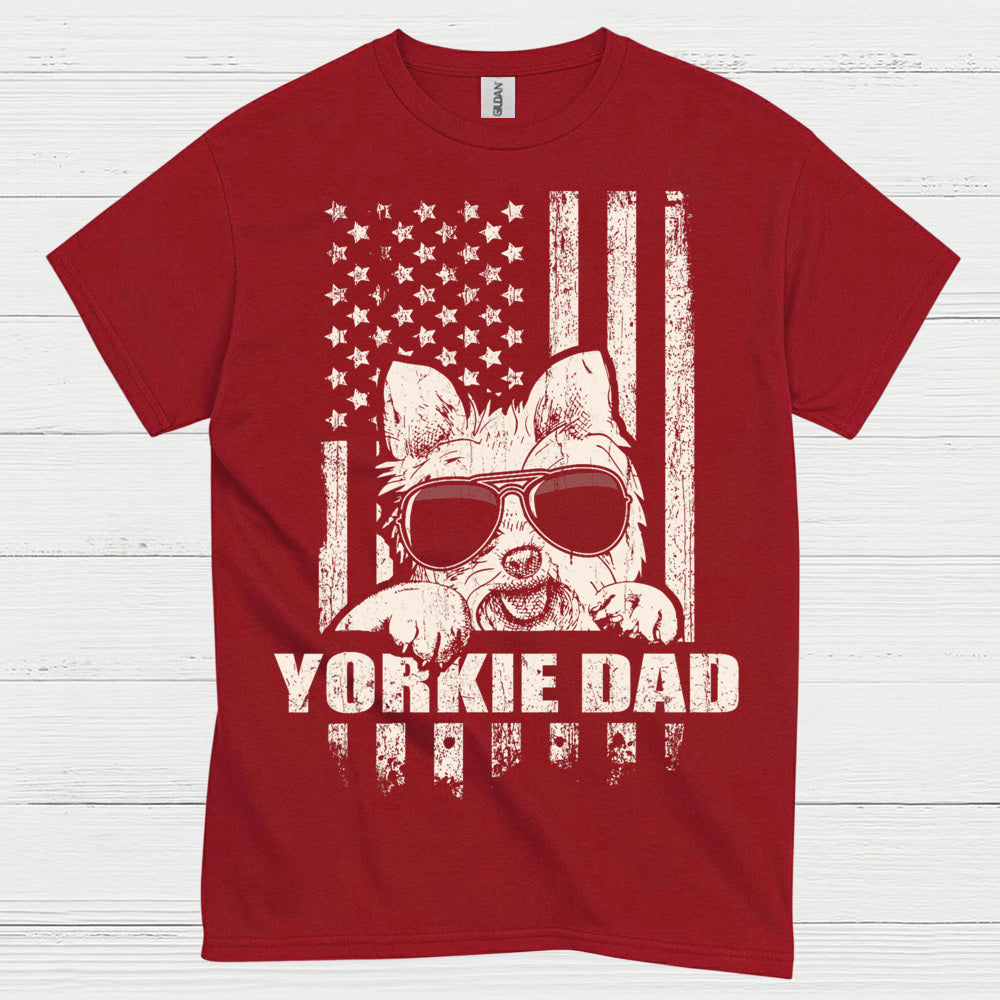 Yorkie Dad Patriotic Dog Lover T Shirt