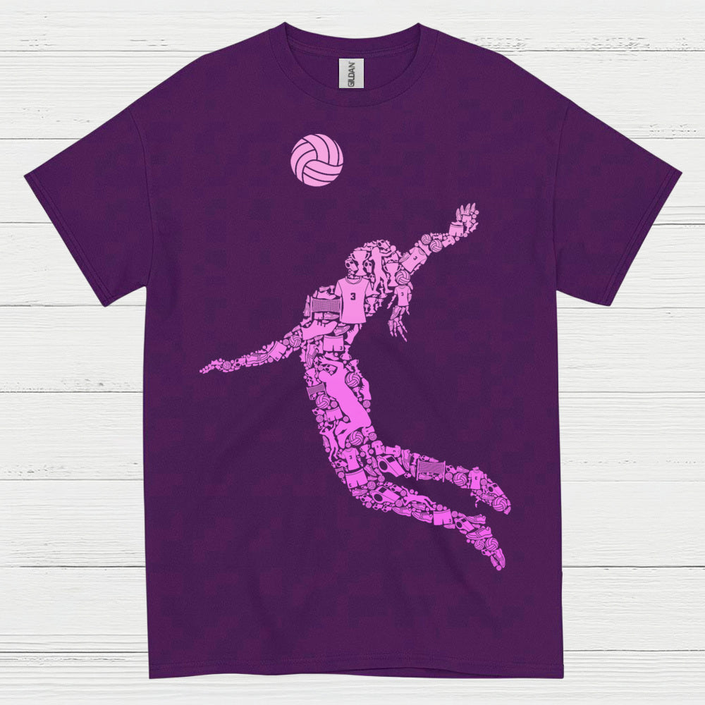 Pink Volleyball Player Silhouette T Shirt