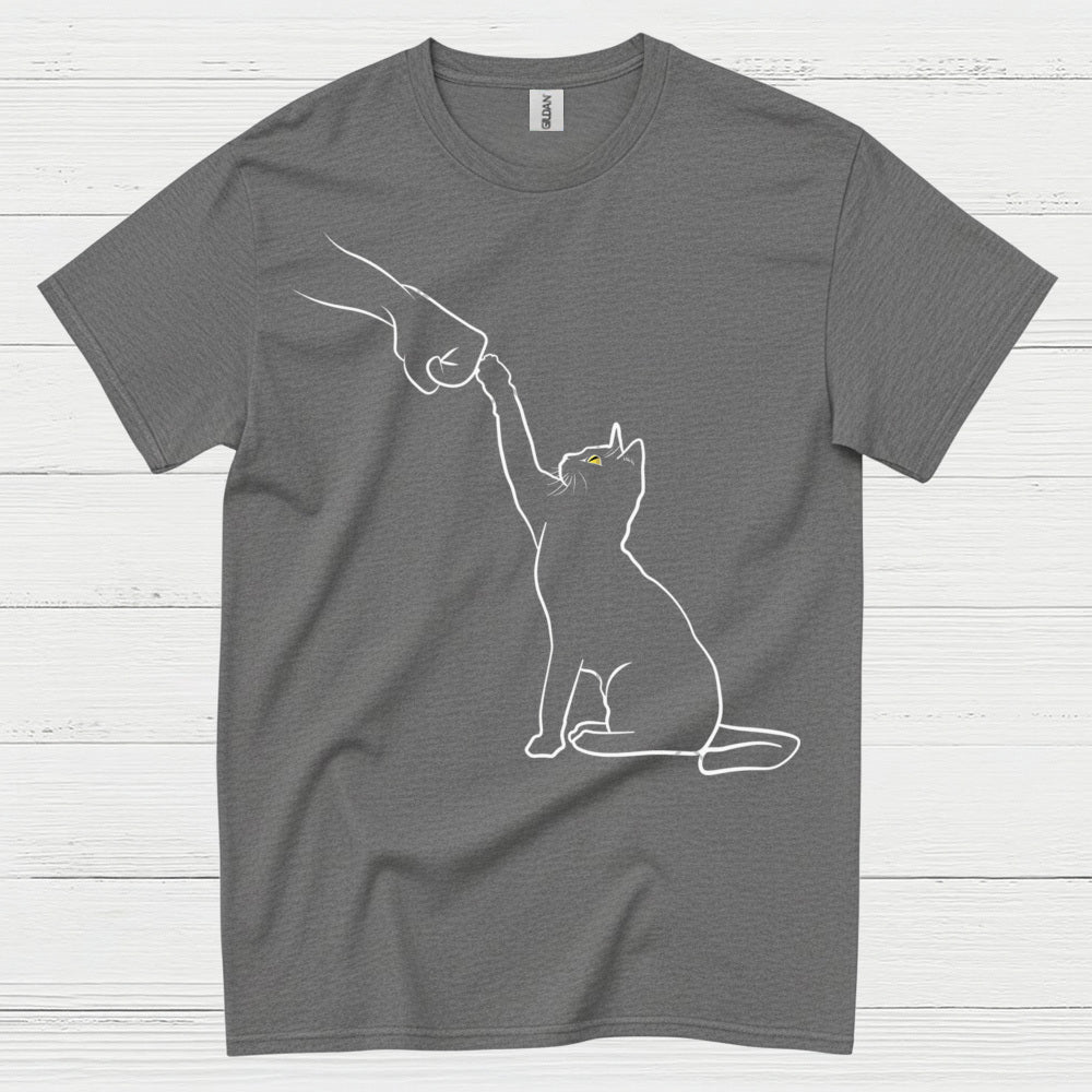 Cat High Five Minimal Line Art T Shirt