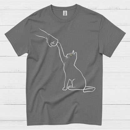 Cat High Five Minimal Line Art T Shirt