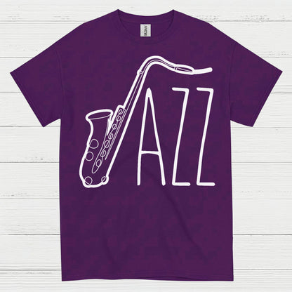Jazz Saxophone Minimal Line Art T Shirt