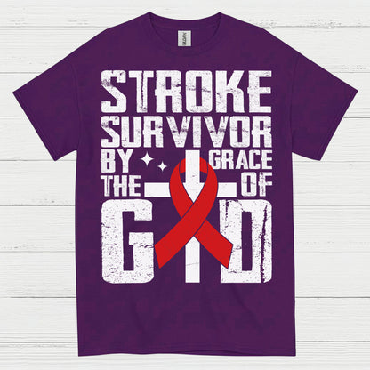Stroke Survivor By The Grace Of God Awareness T Shirt