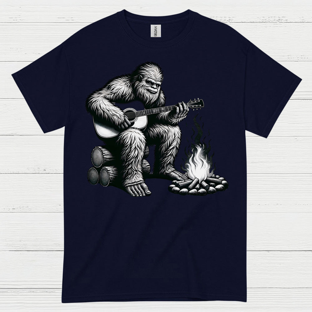 Bigfoot Playing Guitar Campfire T Shirt
