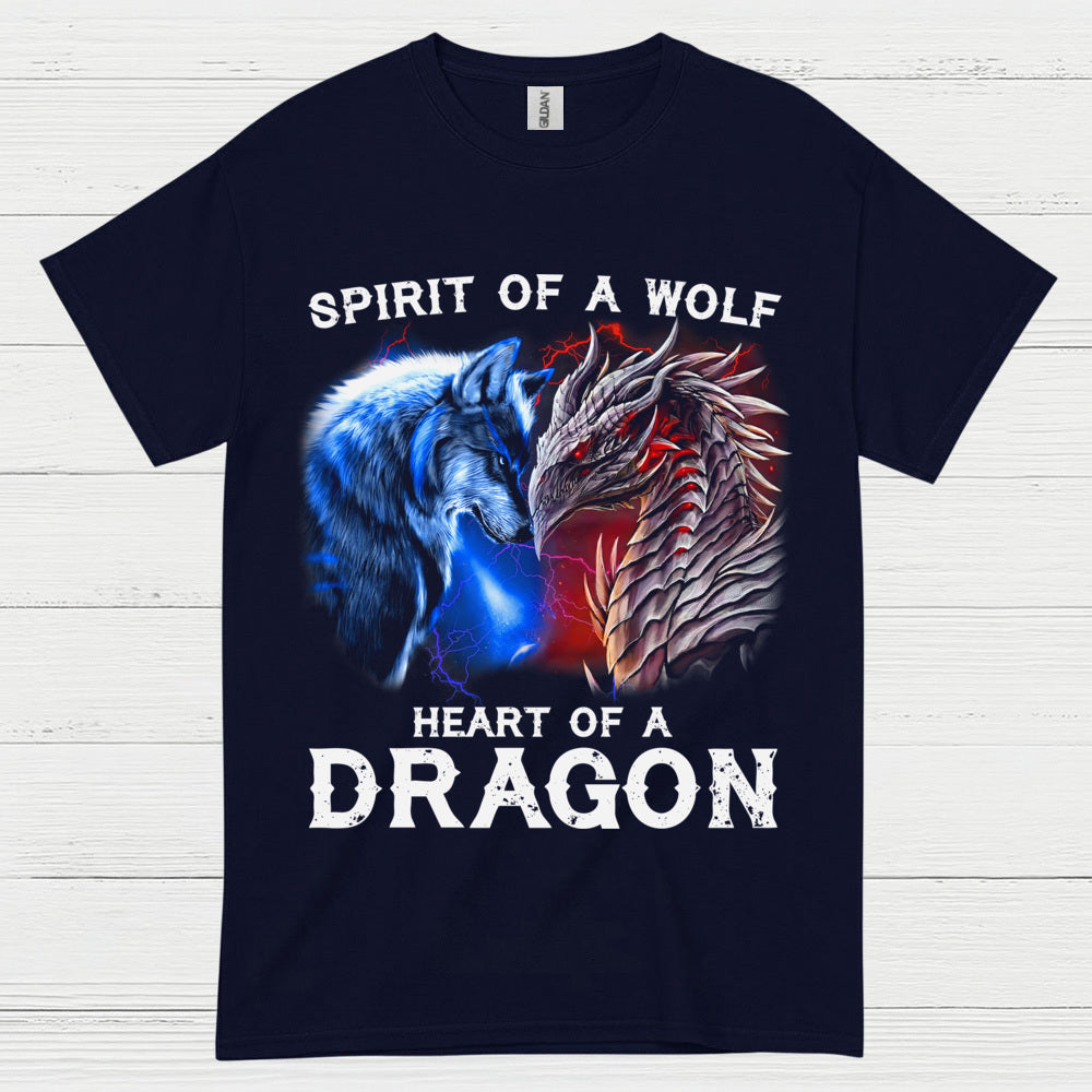 Spirit Of A Wolf Heart Of A Dragon T Shirt
