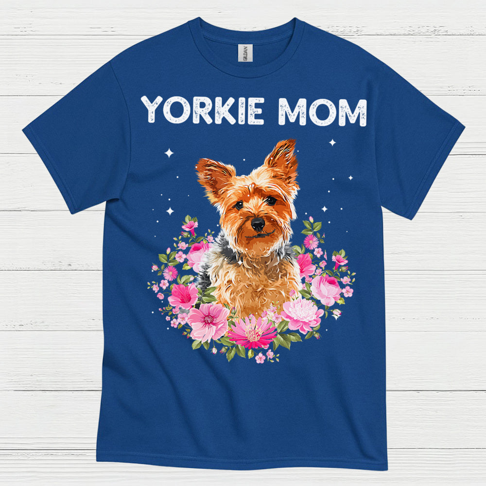 Yorkie Mom Floral Dog Lover T Shirt