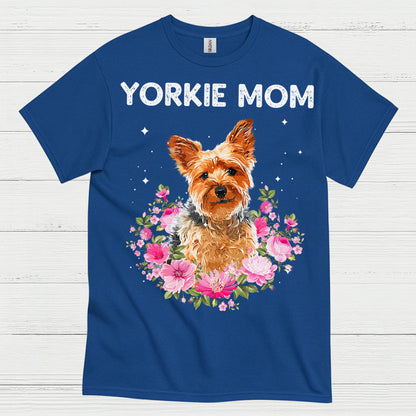 Yorkie Mom Floral Dog Lover T Shirt