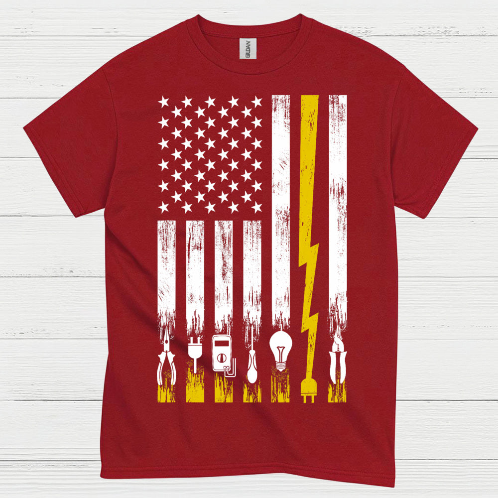 Electrician American Flag Tools T Shirt