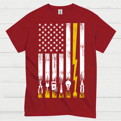 Electrician American Flag Tools T Shirt