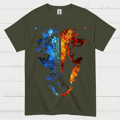 Fire And Ice Saxophone Music T Shirt