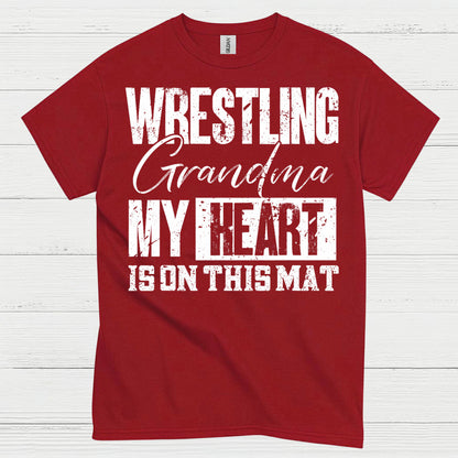 Wrestling Grandma Heart on the Mat T Shirt