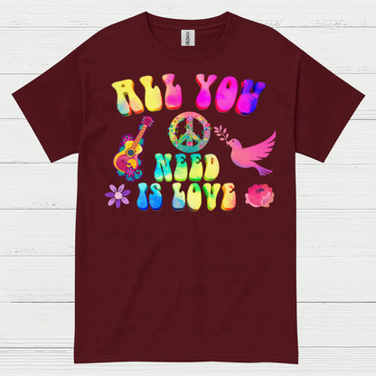 All You Need Is Love Retro Hippie T Shirt