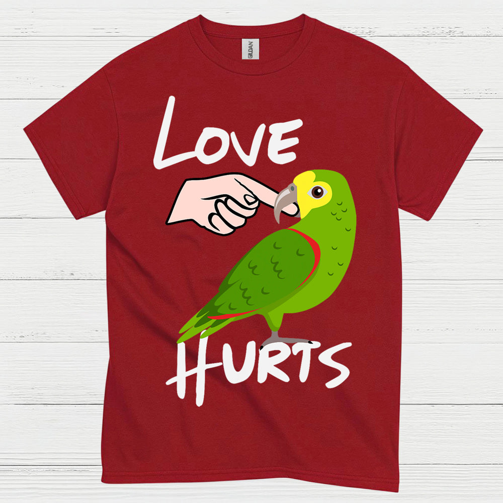 Love Hurts Funny Parrot T Shirt