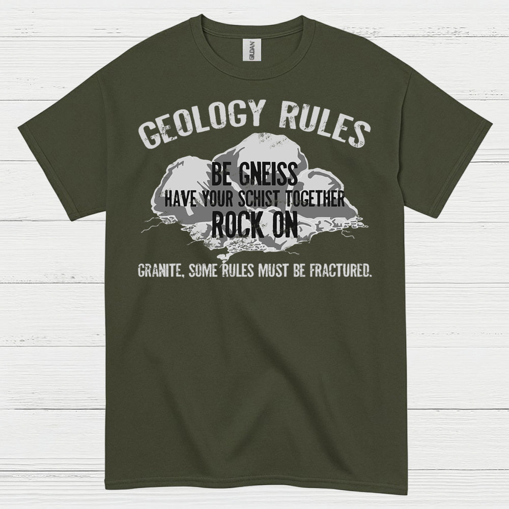 Geology Rules Rock On T Shirt