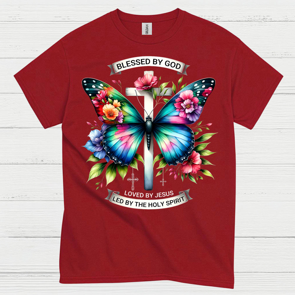 Blessed By God Butterfly Christian T Shirt