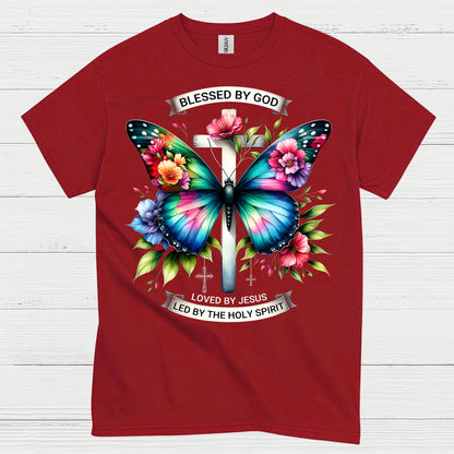 Blessed By God Butterfly Christian T Shirt
