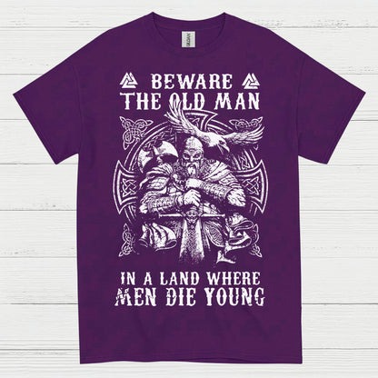Beware The Old Man Viking T Shirt