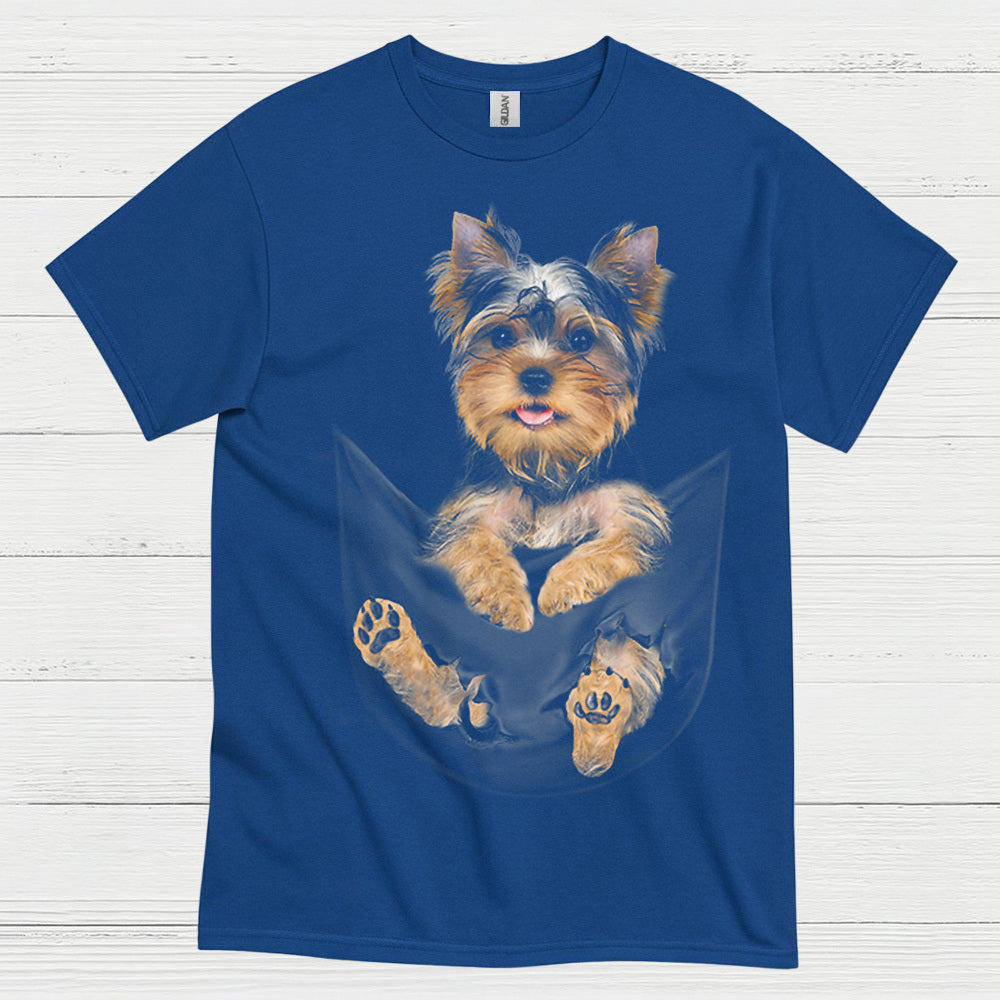 Cute Pocket Yorkie Puppy Dog Lover T Shirt