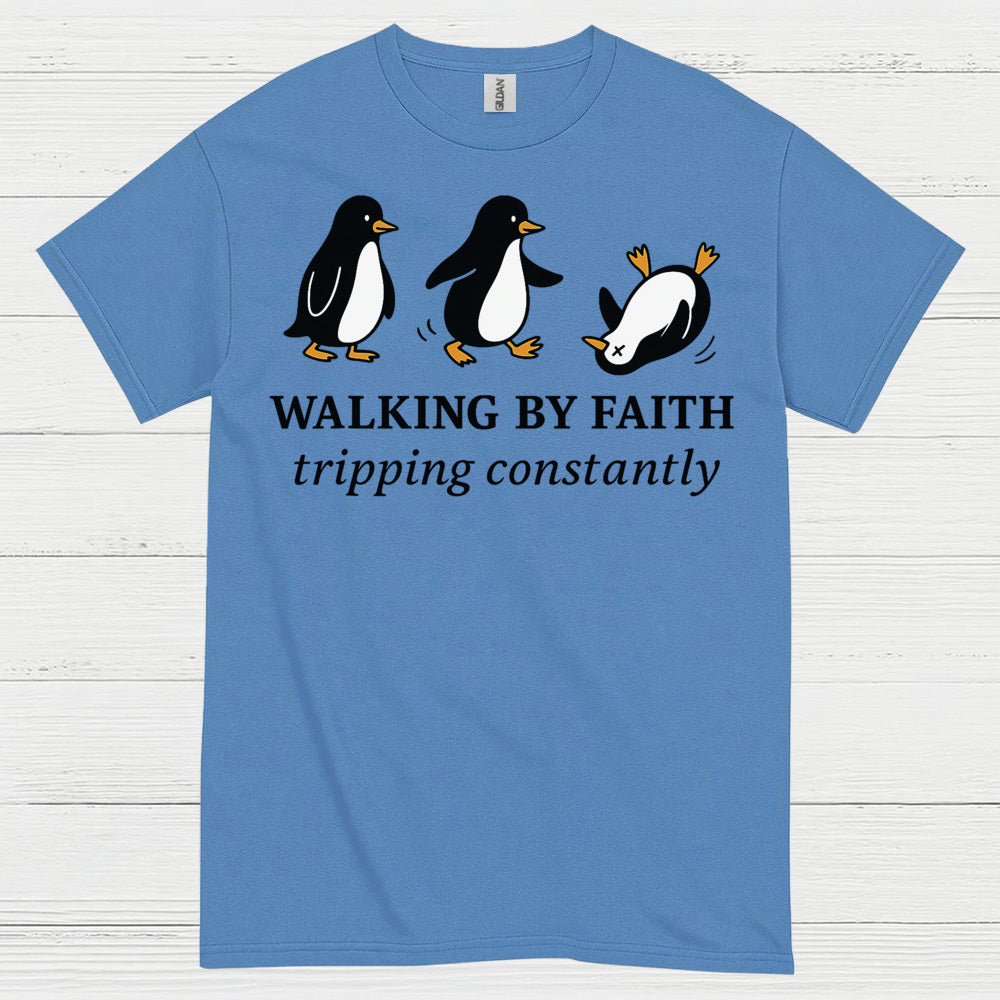 Walking By Faith Christian Humor T Shirt