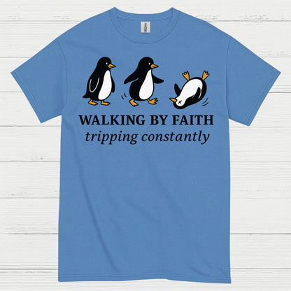 Walking By Faith Christian Humor T Shirt