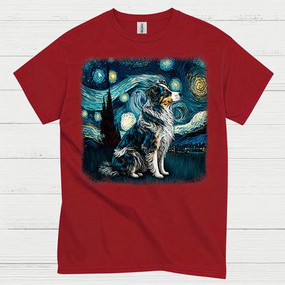 Faithful Dog Starry Night Art T Shirt