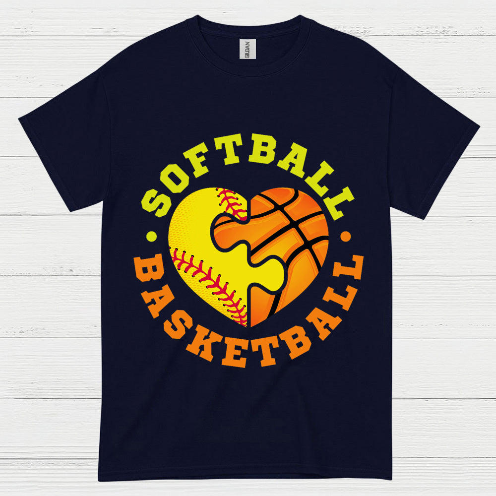 Softball Basketball Heart Puzzle T Shirt