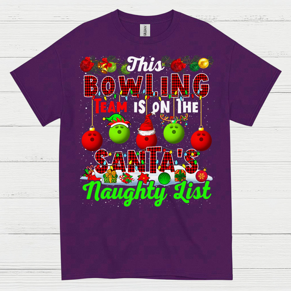Bowling Team Naughty List Christmas T Shirt