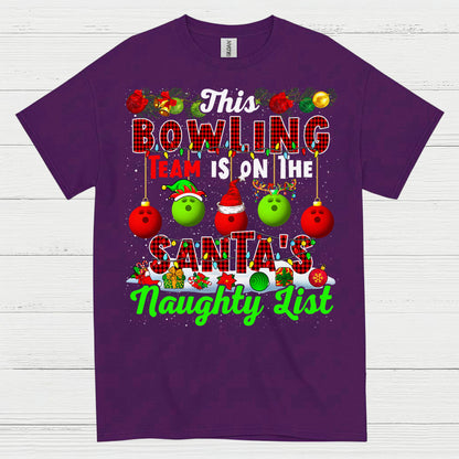 Bowling Team Naughty List Christmas T Shirt