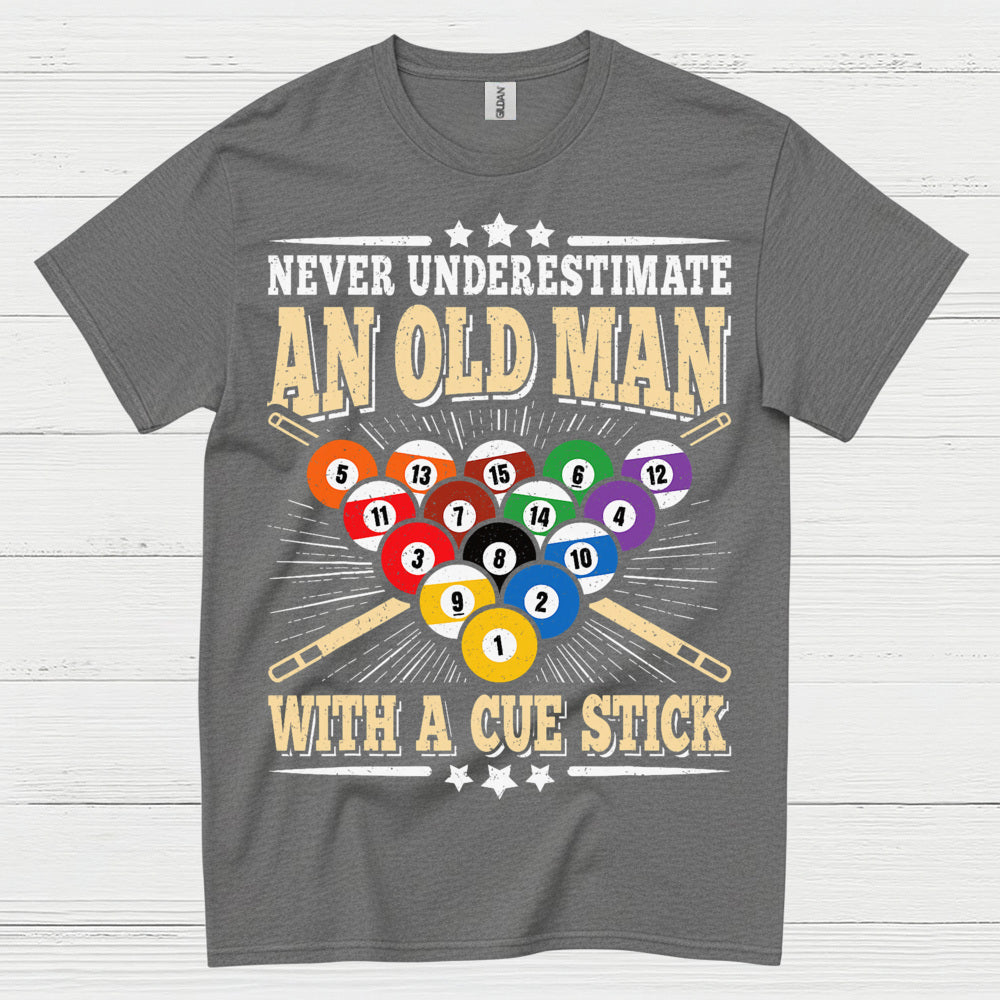 Never Underestimate An Old Man Pool T Shirt