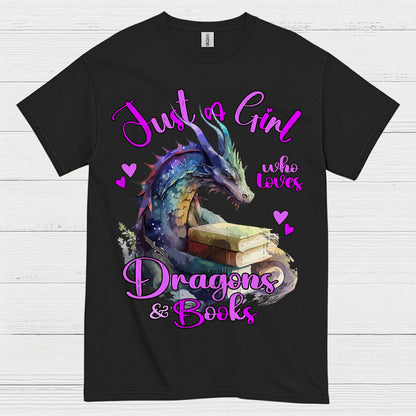 Dragon And Books Lover Girl T Shirt