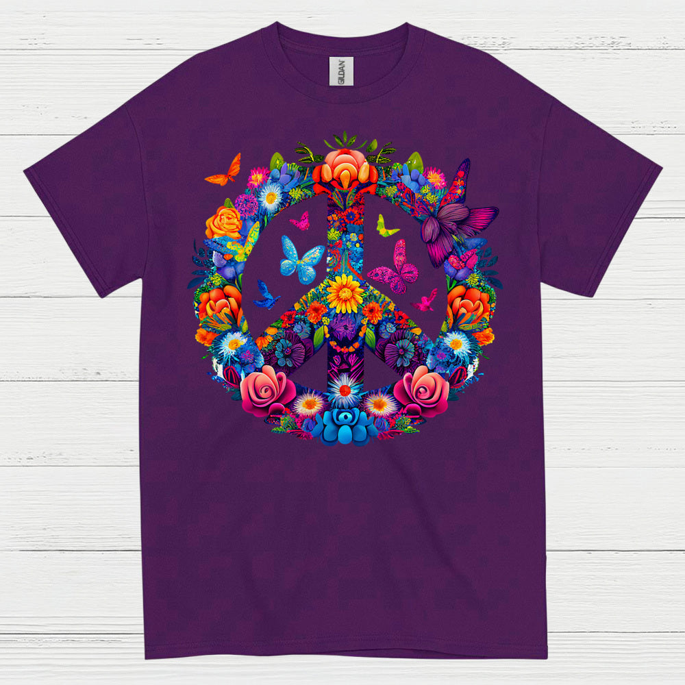 Floral Peace Sign Hippie T Shirt
