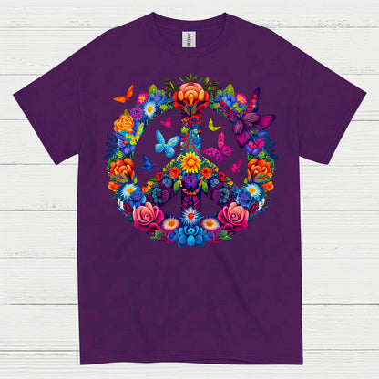 Floral Peace Sign Hippie T Shirt