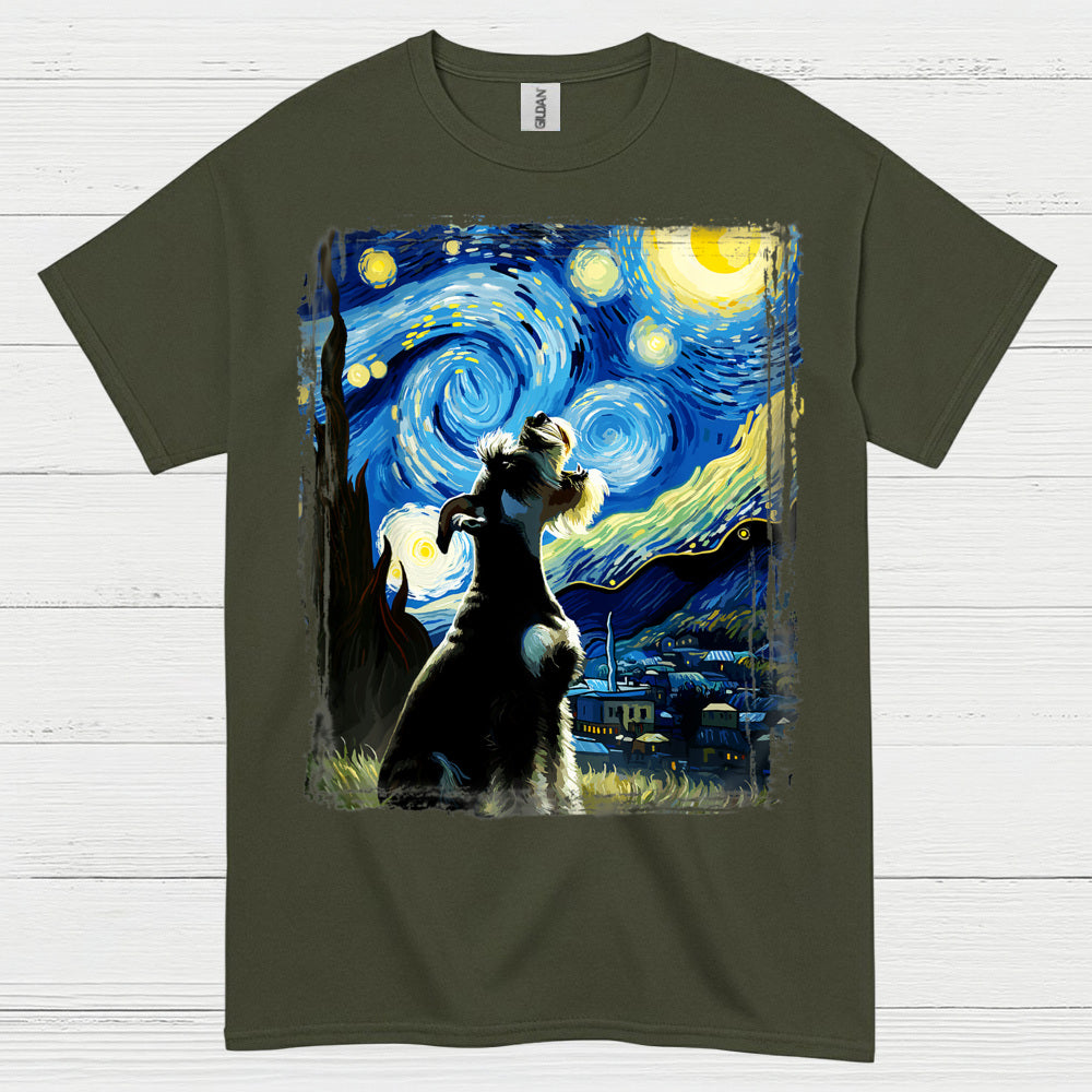 Starry Night Schnauzer Art Dog Lover T Shirt
