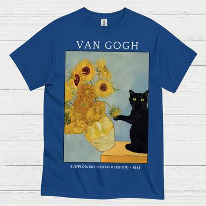Van Gogh Sunflowers Cat Art T Shirt