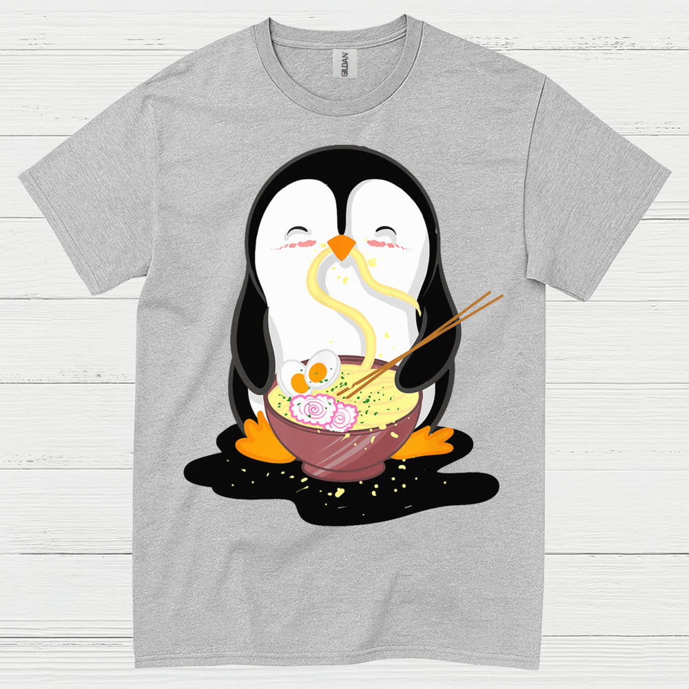 Cute Penguin Eating Ramen Graphic T Shirt