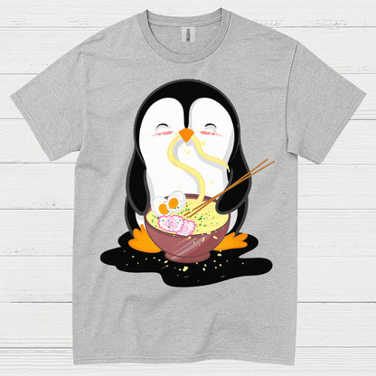 Cute Penguin Eating Ramen Graphic T Shirt