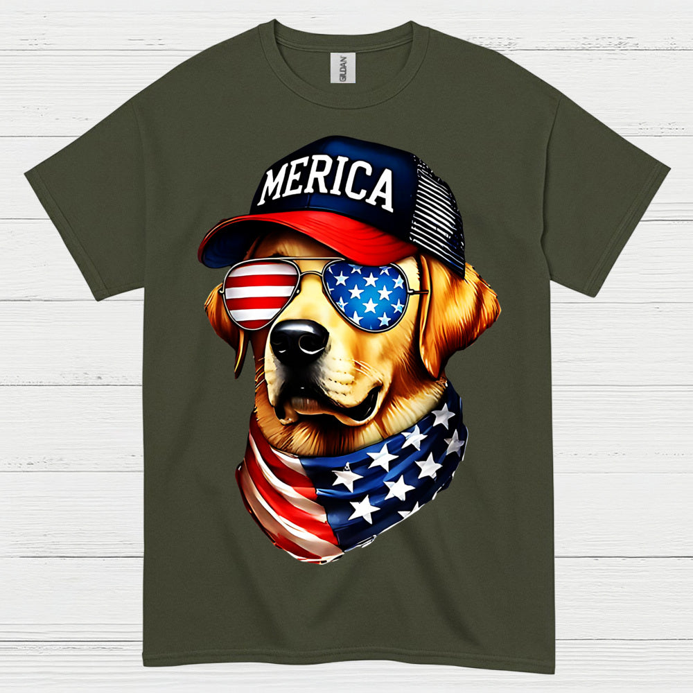 Patriotic Dog America Graphic T Shirt