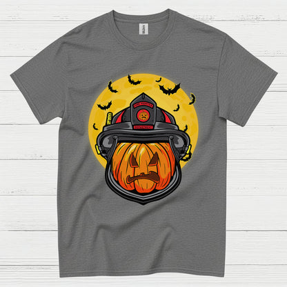 Firefighter Pumpkin Helmet Halloween T Shirt