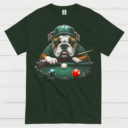 Bulldog Playing Pool Graphic T Shirt