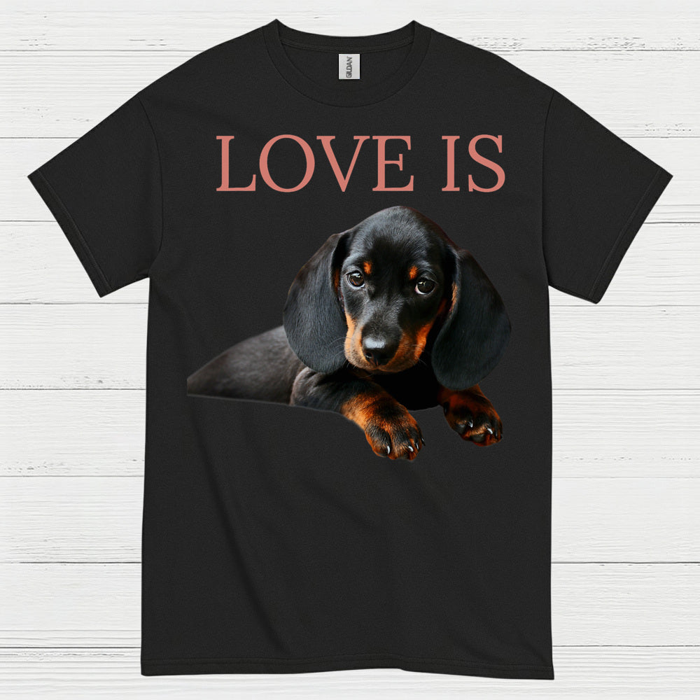 Love Is Black And Tan Dachshund Puppy T Shirt