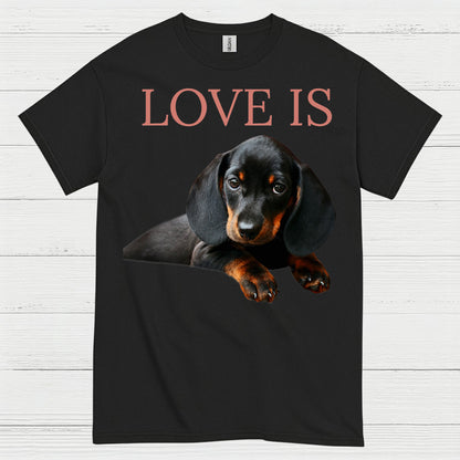 Love Is Black And Tan Dachshund Puppy T Shirt