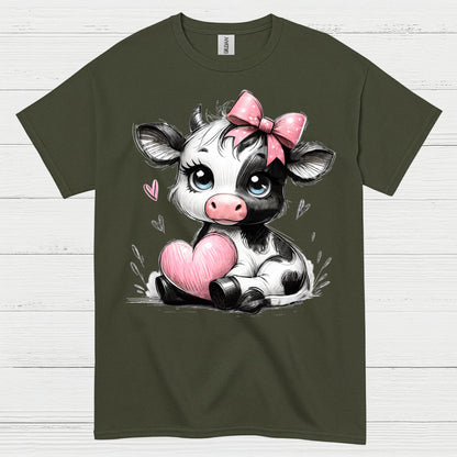 Cute Baby Cow Heart T Shirt