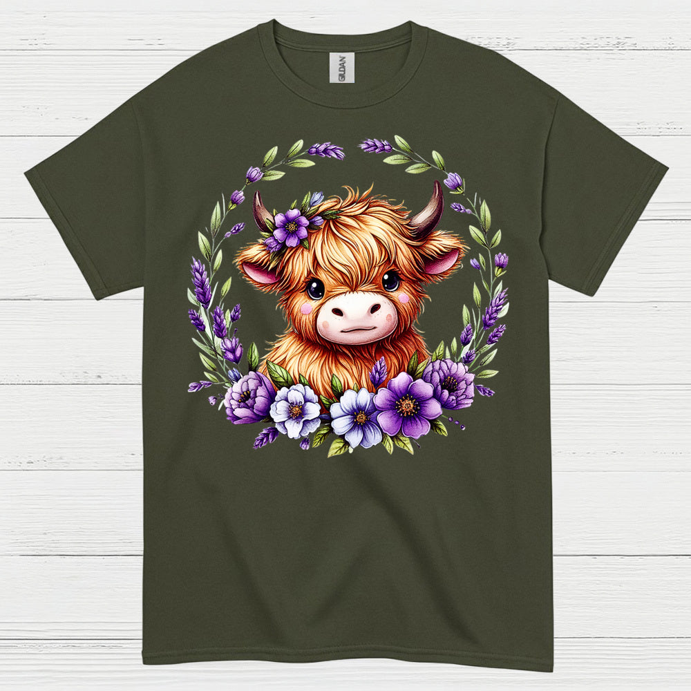 Floral Highland Cow T Shirt